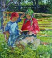 Mädchen in Tüchern Nikolay Bogdanov Belsky Kinder Kinder impressionismus